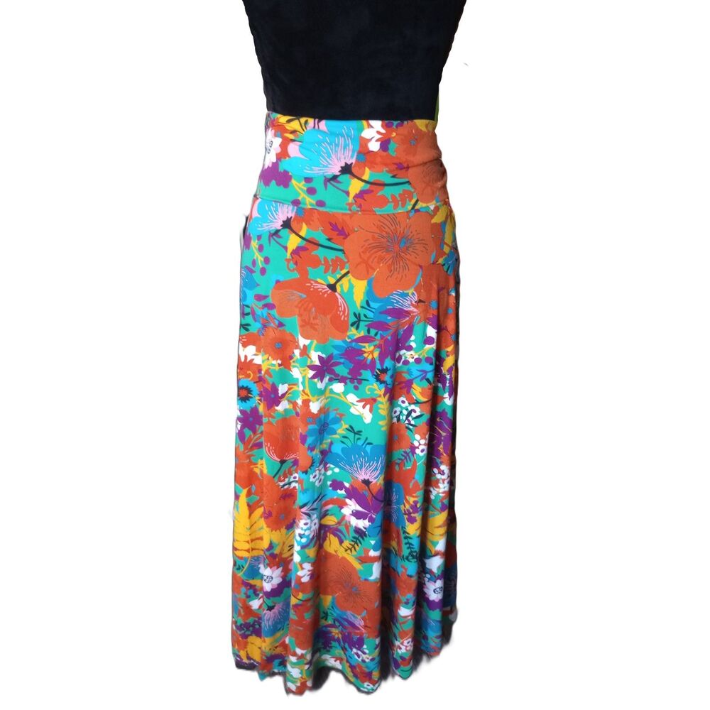 LuLaRoe Women's M Vibrant Floral Simply Comfortable Maxi Skirt